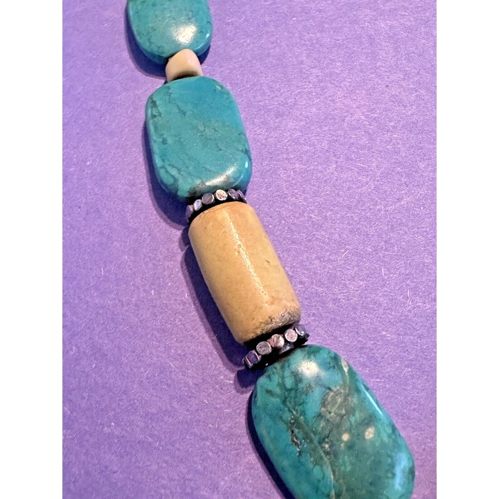 Necklace Turquoise Butterscotch Quartz Sterling Silver 999 Toggle Statement - Picture 7 of 16